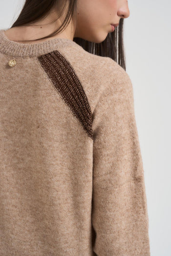 Maglia donna girocollo beige - 4