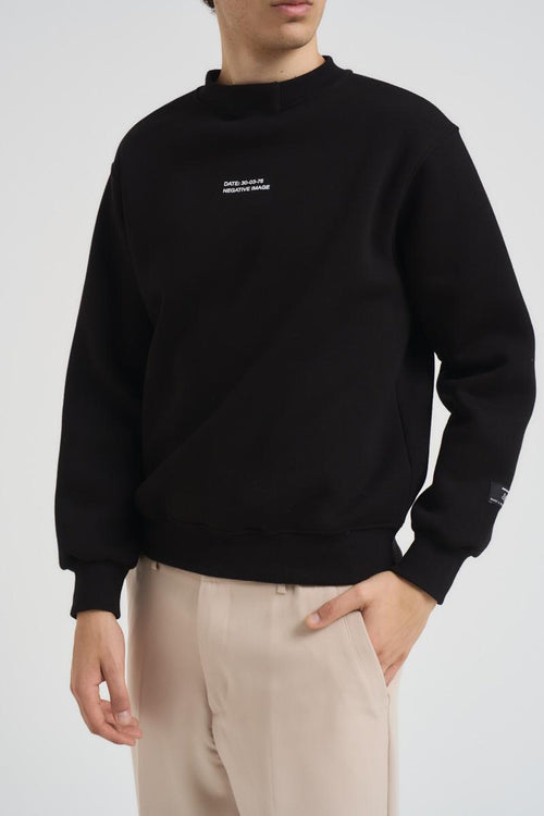 Felpa uomo girocollo nera - 1