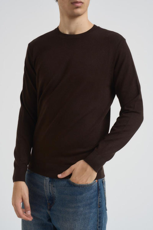 Maglia uomo girocollo marrone - 1