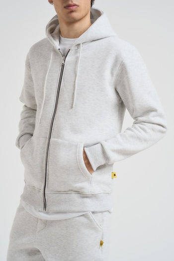 Felpa uomo con zip grigio chiaro - 3