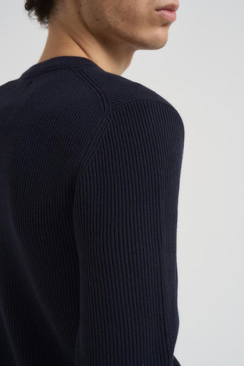 Maglia uomo girocollo a coste blu notte - 4