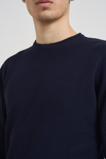 Maglia uomo girocollo a coste blu - 3