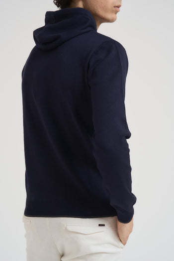 Felpa in maglia con cappuccio blu notte - 4