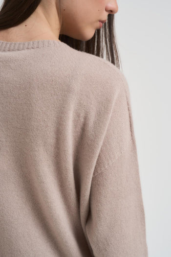 Maglia donna girocollo beige - 4