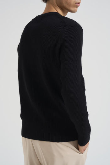 Maglia uomo girocollo a coste nera - 4