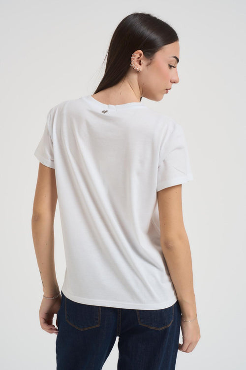 T-shirt donna girocollo bianca - 2