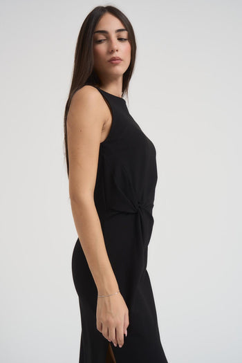 Abito donna midi con cut out nero - 4