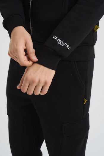 Felpa uomo con zip nera - 5