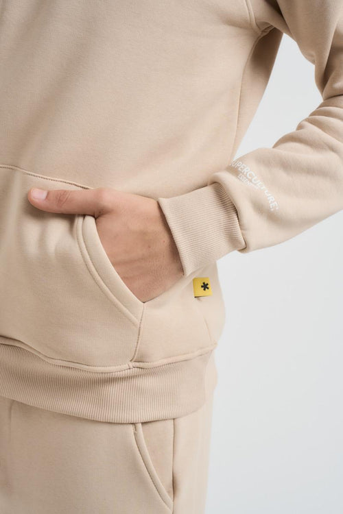 Felpa uomo mezza zip beige - 2
