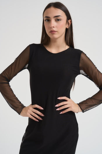 Abito donna midi in tulle nero - 5