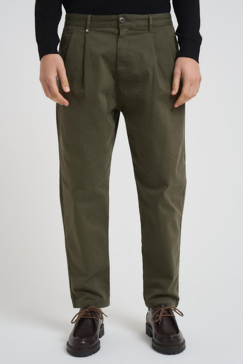 Pantalone uomo con pinces verde - 1