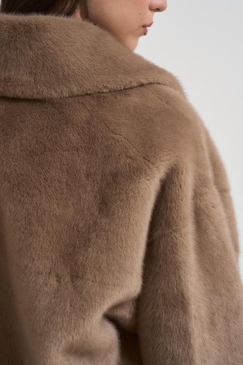 Cappotto donna in pelliccia tortora - 5