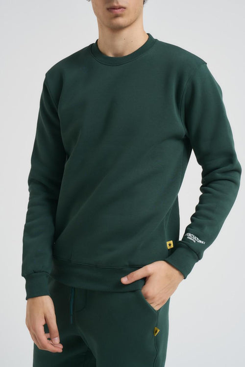 Felpa uomo verde a girocollo - 1