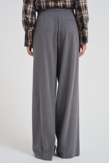 Pantalone donna over con pinces grigio - 5