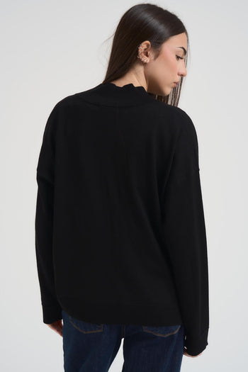 Maglia donna scollo a V nero - 3