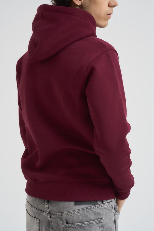 Felpa uomo bordeaux con cappuccio - 2