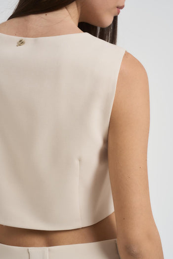 Completo donna gilet e pantalone panna - 5