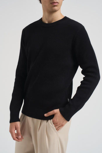 Maglia uomo girocollo a coste nera - 3