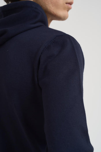 Felpa in maglia con cappuccio blu notte - 5