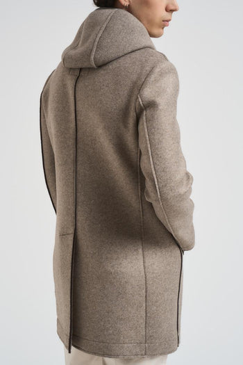 Cappotto uomo midi con felpa tortora - 5