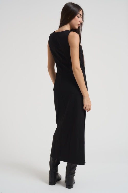 Abito donna midi con cut out nero - 2