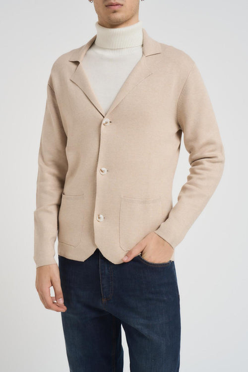 Cardigan uomo scollo a V beige - 1
