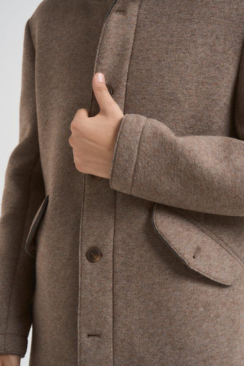 Cappotto uomo midi con cappuccio tortora - 4