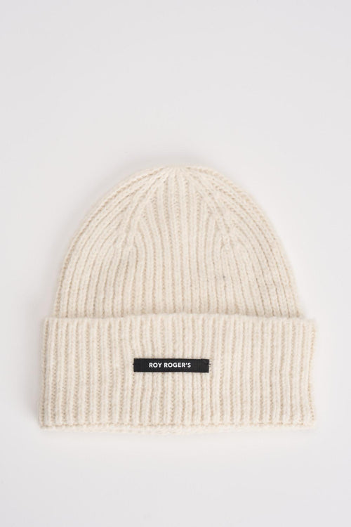 Cappello Beanie in misto lana panna
