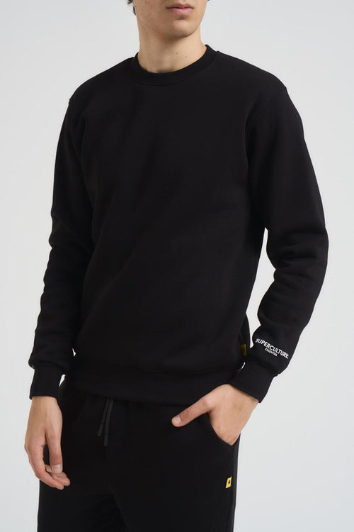 Felpa uomo nera a girocollo - 1