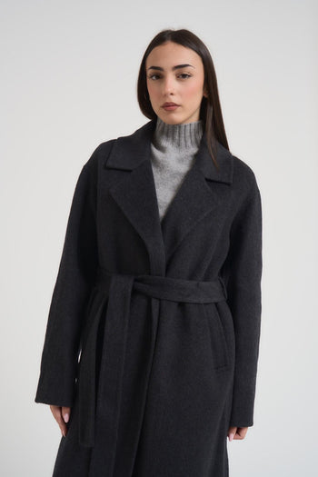 Cappotto donna lungo antracite - 3