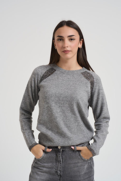 Maglia donna girocollo grigia