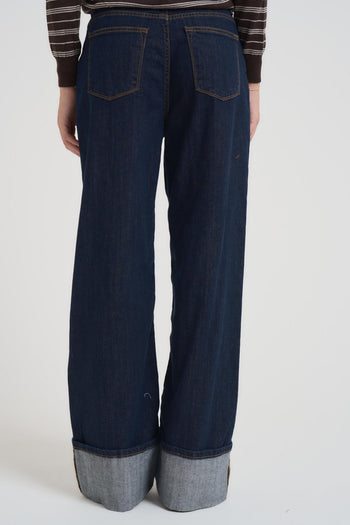 Jeans donna con risvolto denim scuro - 3