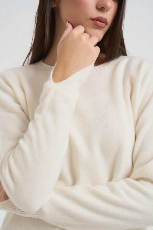 Maglia donna girocollo panna - 2