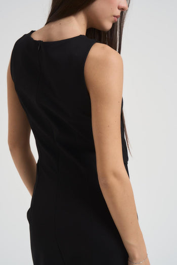 Abito donna midi con cut out nero - 5