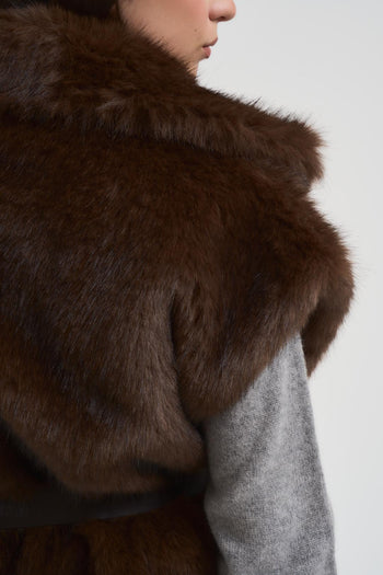 Gilet ecopelliccia donna moro - 4