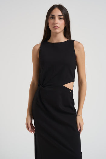 Abito donna midi con cut out nero - 3