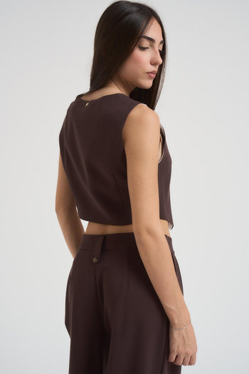 Completo donna gilet e pantalone marrone - 6