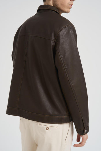 Giubbotto uomo in pelle marrone - 5