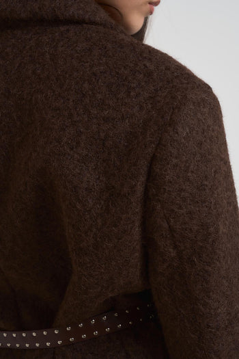 Giacca cappotto donna bouclé marrone - 5