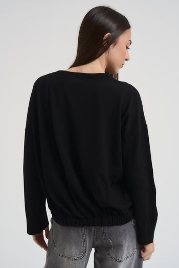Maglia donna girocollo nera - 5