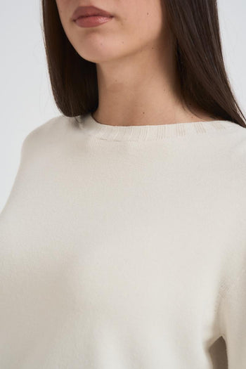 Maglia donna girocollo panna - 4