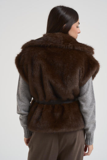 Gilet ecopelliccia donna moro - 3