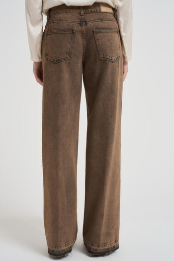 Jeans donna a palazzo in denim marrone - 3