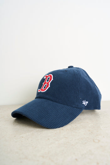 Blue men's hat with red contrasting logo - 3