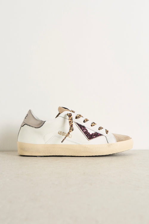 Women's leather sneakers with animalier details