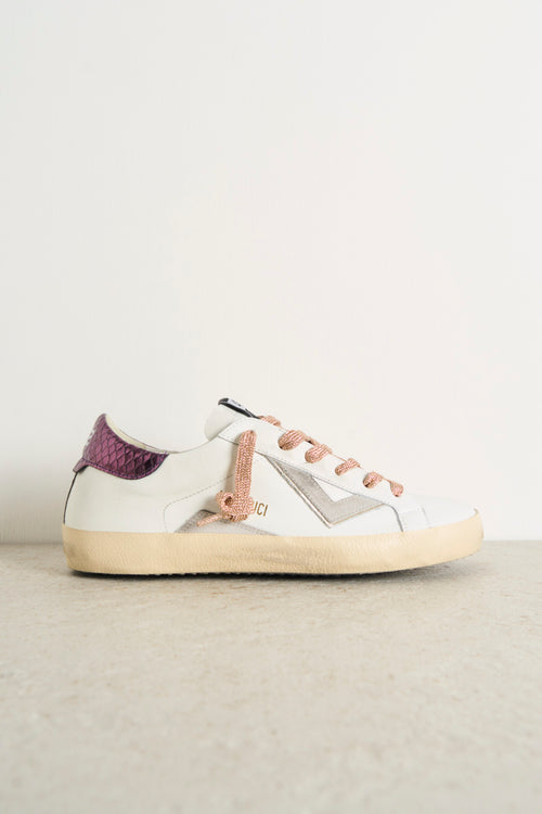 Women's leather sneakers with colored details