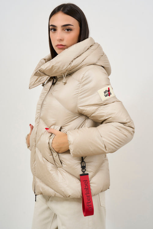 Women's beige down jacket with high collar Helsinki - 2