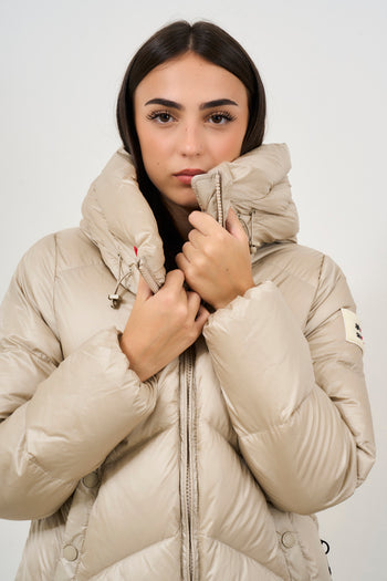 Women's beige down jacket with high collar Helsinki - 3