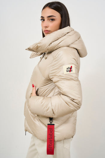 Women's beige down jacket with high collar Helsinki - 4