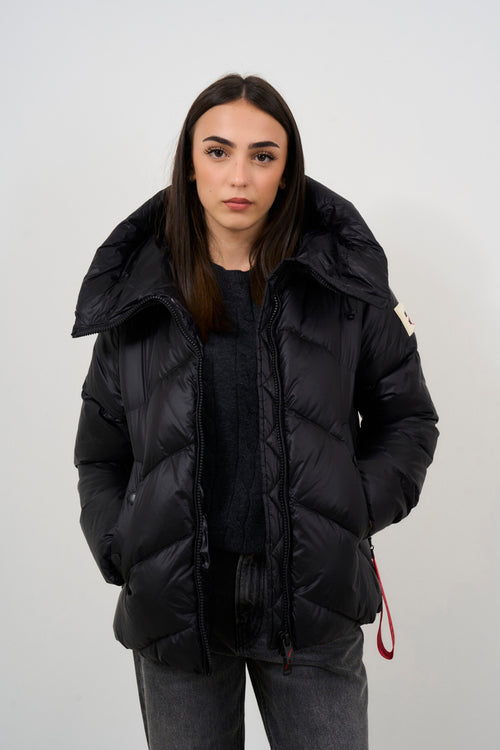 Helsinki Women's Black Down Jacket with Wide Collar